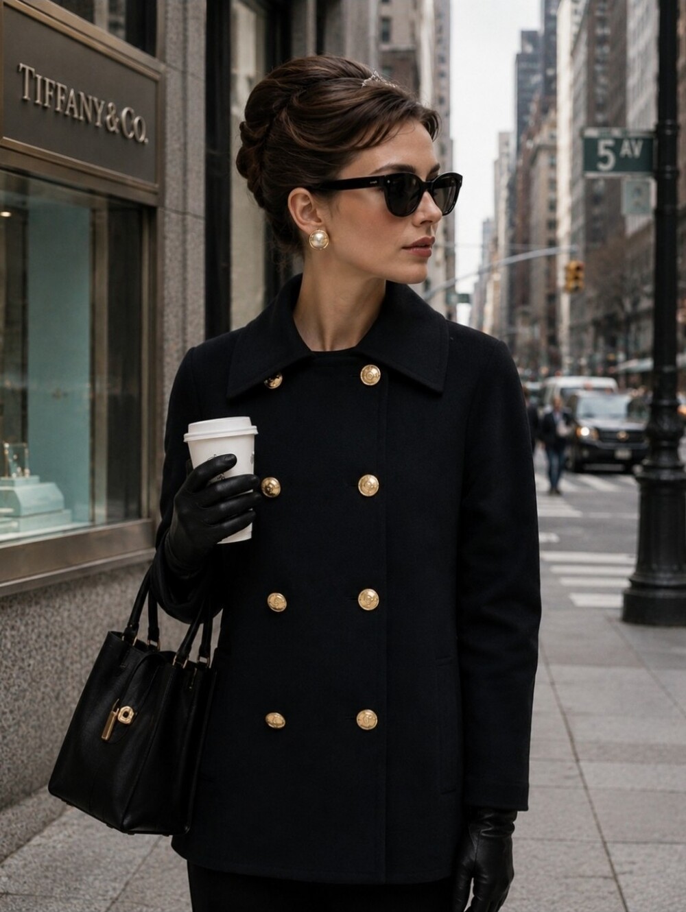 J.Crew Black Double-Breasted Warwick Tight Knit Gold Button Coat Size Xs